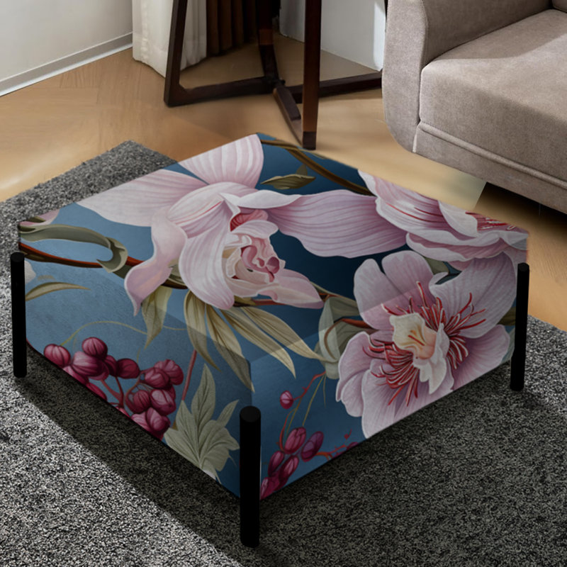Serene Orchid Floral Motif - Grand repose-pieds carré floral