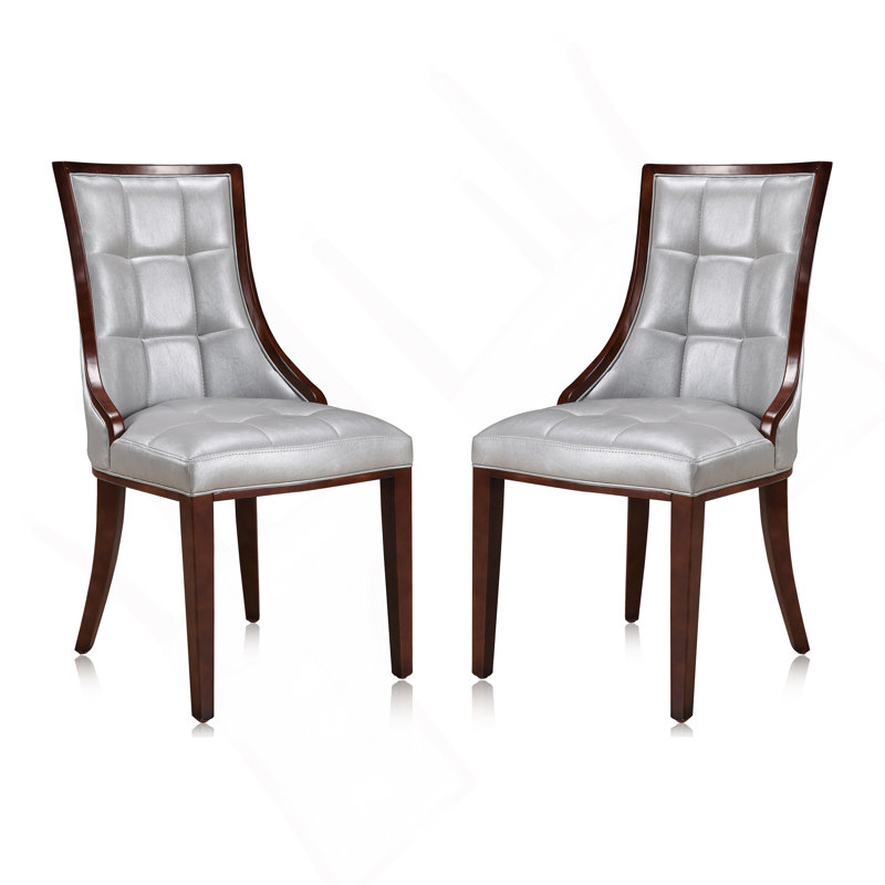 Ensemble de 2 chaises de salle à manger, Argent argent