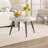 23.6" Round Coffee Table, White Marble Pattern Top with Black Metal Legs, Elegant Accent Table for Living Room-1965621481