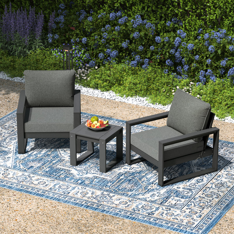 Ensemble de conversation modulaire 3 pièces avec cadre et patio, Gris, Gris