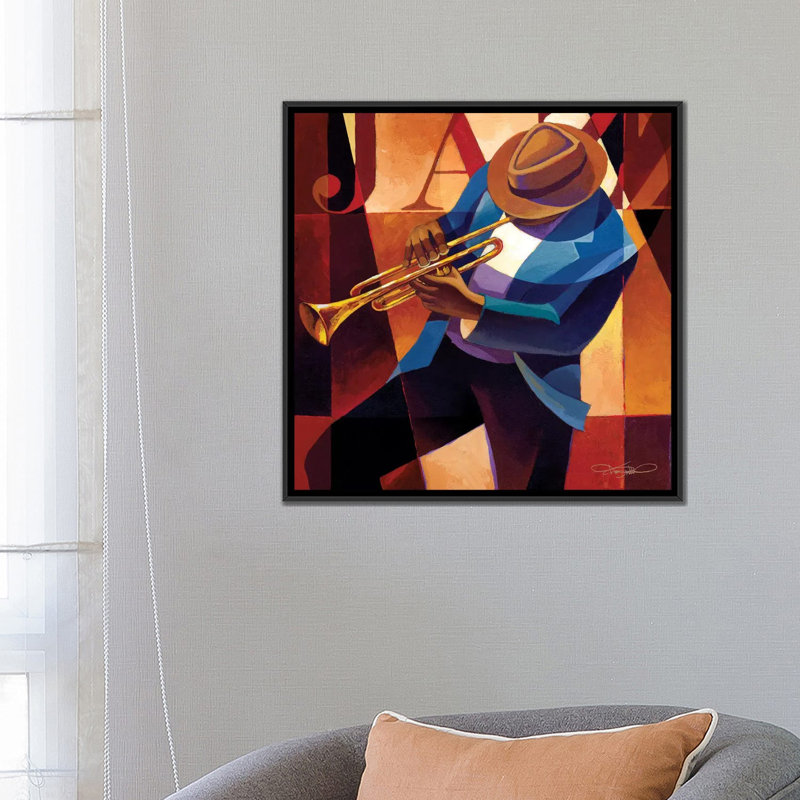 «Swing», reproduction d'impression sur toile, H 18 po x l 18 po x P 1,5 po, Toile encadrée noire, Pas de tapis