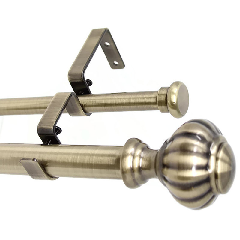 Bradbury Double Curtain Rod, Bronze, 1" H x 120" W x  1" D