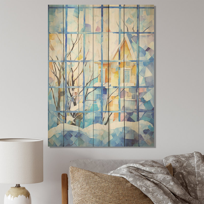 Frosty Winter Windows - Paysage d'hiver sur bois, H 40 po x l 30 po