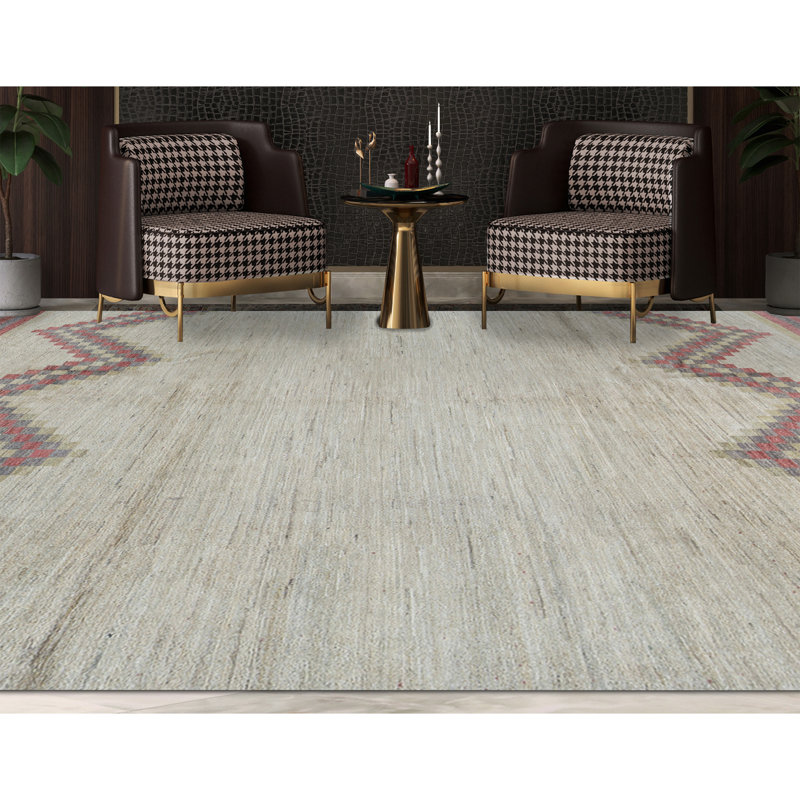 Chevron Area Rug in Beige/Rust