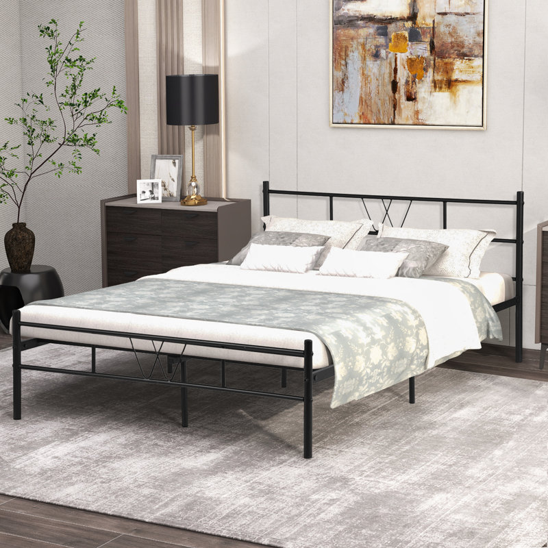Curtisa Metal Platform Bed Frame with Headboard and Footboard No Boxspring Needed, Full