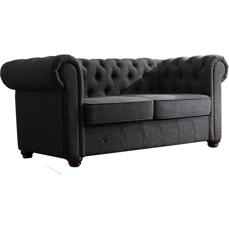 Causeuse rembourrée capitonnée, causeuse Chesterfield avec accoudoir à accoudoirs à défilement, canapé modulaire pour le bureau du salon