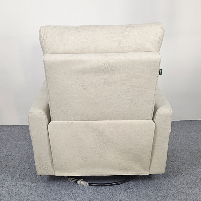 Modern Living Room Balcony Single Swivel Recliner, Beige/Gray