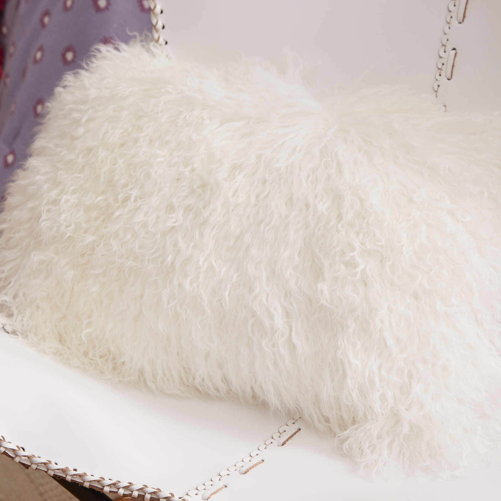 Iyana Wool Lumbar Throw Pillow, Ivory, 12"H x 20"W