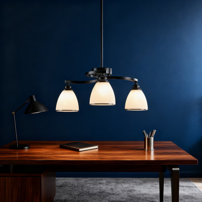 Lustre moderne à 3 lumières avec hauteur réglable et design rétractable, plafonnier suspendu noir mat pour îlot de cuisine, salle à manger et couloir