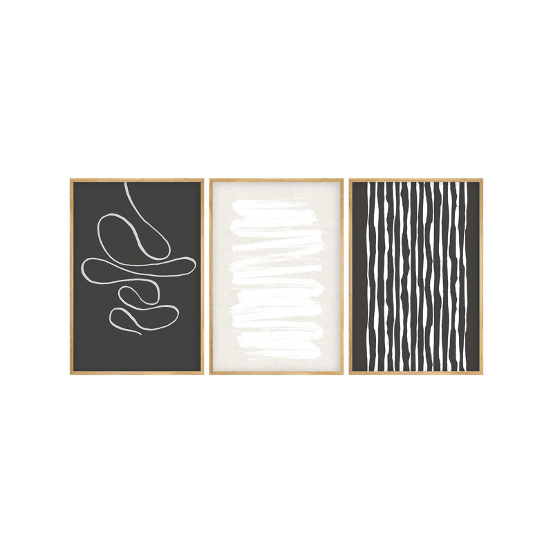 Ensemble de 3 panneaux décoratifs élégants en panneau de fibres à densité moyenne de 19,7 po x 27,6 po | Cadre 100% bois massif (épaisseur: 0,8 po) | Élégante décoration intérieure, parfaite pour la décoration de salon et de bureau