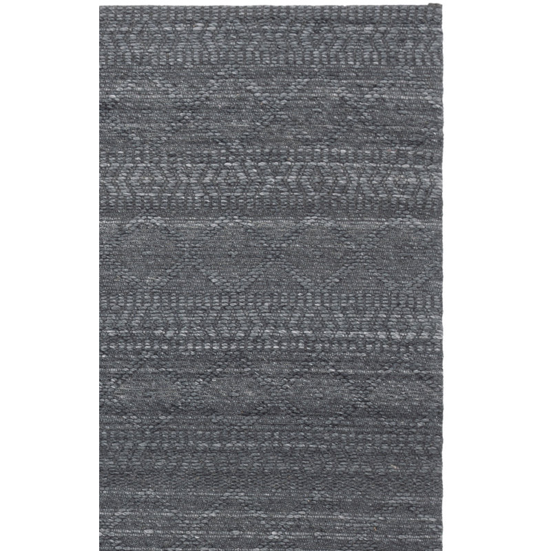 Tapis gris en laine et coton tissé à plat Marbella, Carré 6 pi