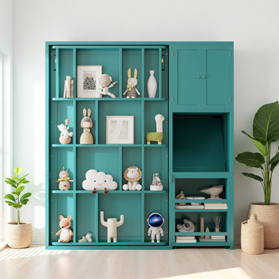 Lit escamotable mural simple avec bibliothèque, armoire supérieure, bureau extensible et rangement latéral