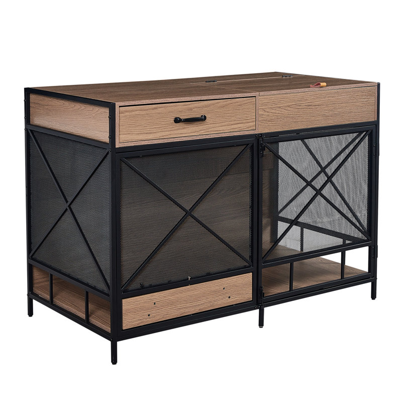 Armoire poubelle rustique avec tiroir et comptoir pour rangement pour la maison - WF011