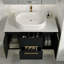 Meuble-lavabo flottant moderne avec lavabo en céramique et rangement intelligent