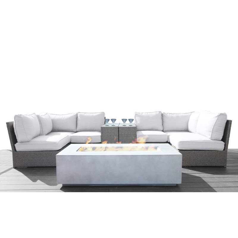 Ensemble de conversation modulaire avec coussins Sunbrella 9 pièces Denora, Mélange de gris