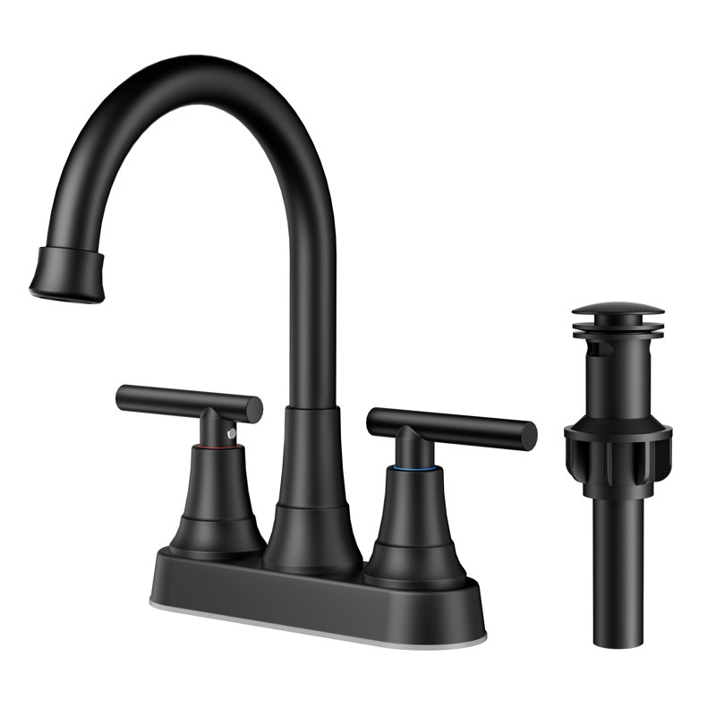 Centerset Bathroom Faucet With Drain Assembly, 2-handle Bathroom Sink Faucet, Matte Black