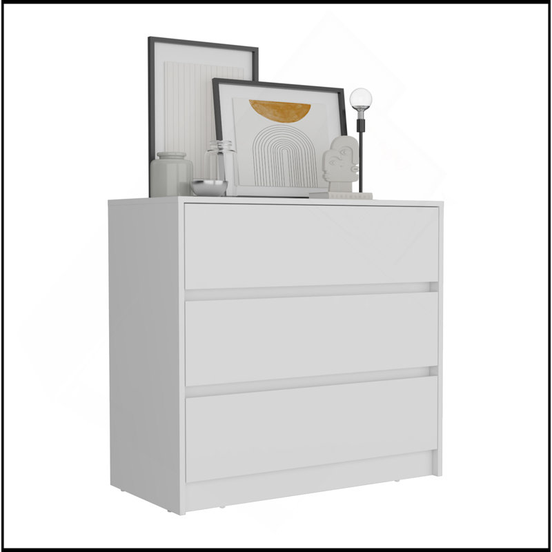 Commode H 31 po, 3 tiroirs, commode, Blanc