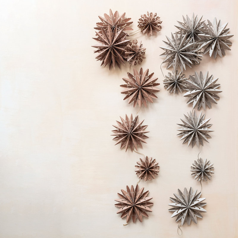 Paper Folding Snowflake Garland In Kraft Box, Gray