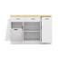 Buffet multifonctionnel avec rangement pour poubelle cachée, armoire à porte coulissante et support à épices à 3 niveaux - Design moderne deux tons-150230280