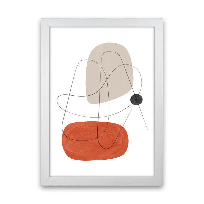 Abstraction With Grey Lines II - Print, 63cm H x 46cm W x 3cm D, White Framed Canvas