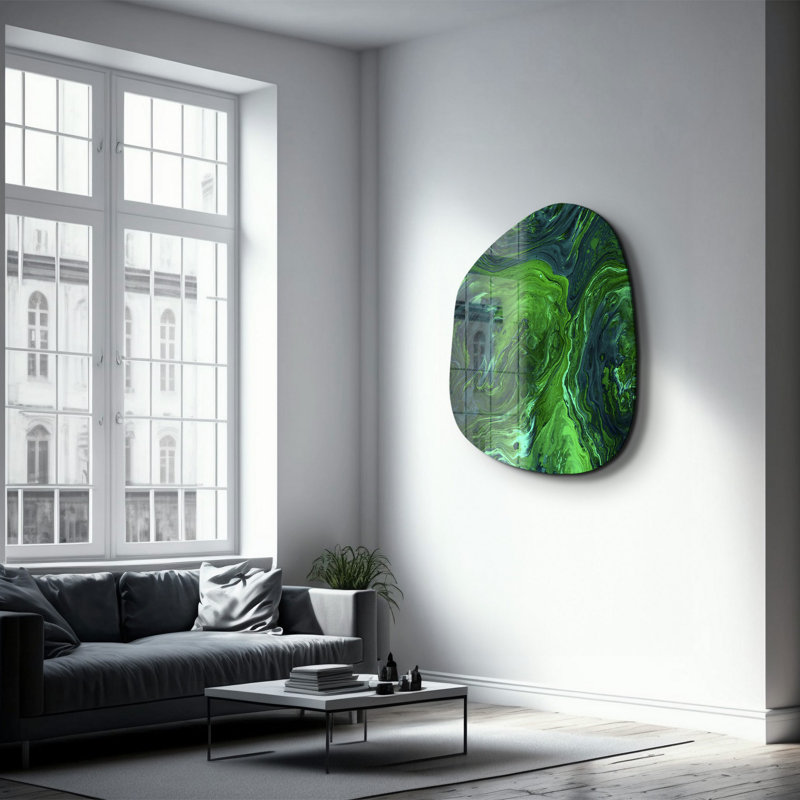 Wall Decor on Tempered Glass, 50" H x 65" W x 0.4" D