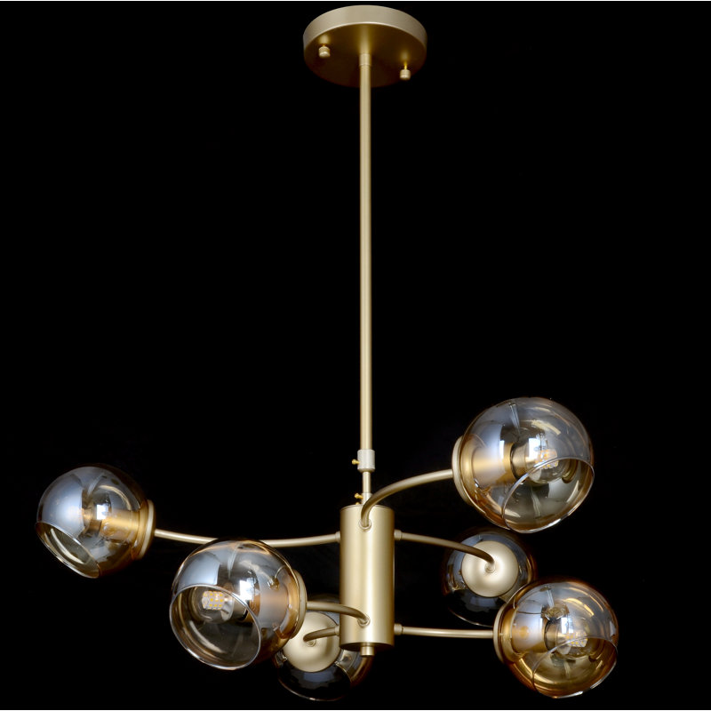 Lustree linéaire 6 lumières spoutnik modern Preesall, Champagne, Or français
