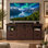 Console pour téléviseur de 58 po avec portes de grange coulissantes, 4 tiroirs et rangement multimédia - Convient aux téléviseurs de 65 po ou moins