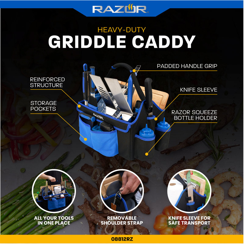 Razor Heavy-Duty Black and Blue Griddle Tool Caddy
