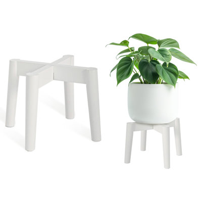 Wood 7.5" H x 9.8" W Plant Stand Indoor Outdoor, Wooden Single Floor Plant Pot Holder, Plant Stand, Boho Plant Self Holder, Assembly Required (Excluding Potted Plants)