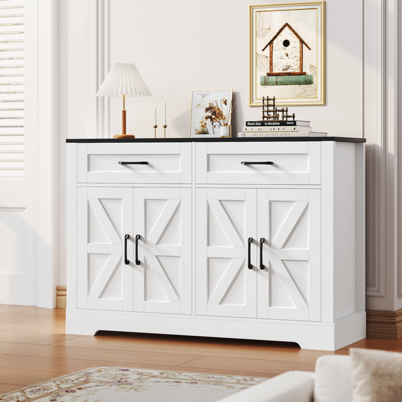 Buffet Amariyon 47,2 po, Blanc / noir
