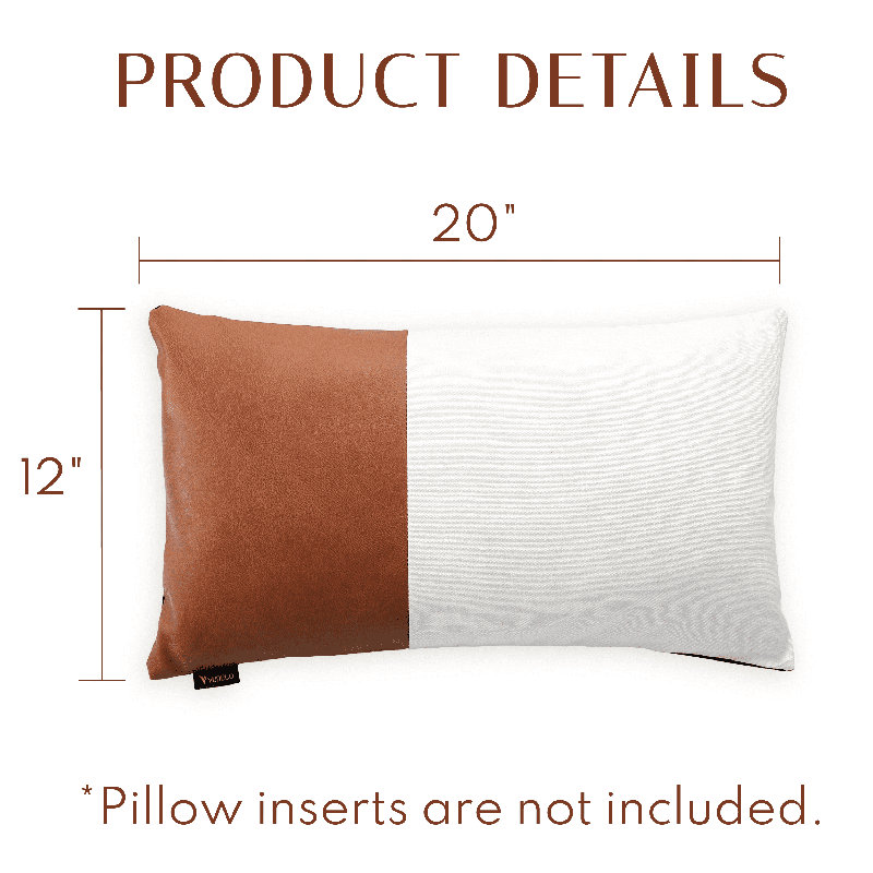 Housse de coussin en cuir, Blanc/brun/noir