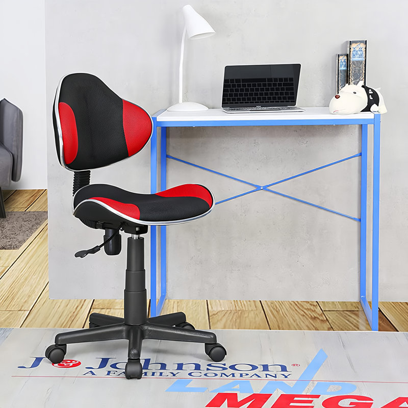 Aldous 360° Swivel Writing Office Task Chair with Mesh Back and Adjustable Height, Black/Red