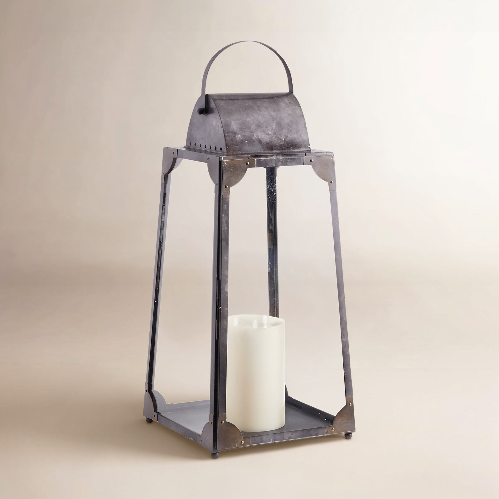 Idora Metal Tabletop Lantern, 30.5" H x 14" W x 14" D