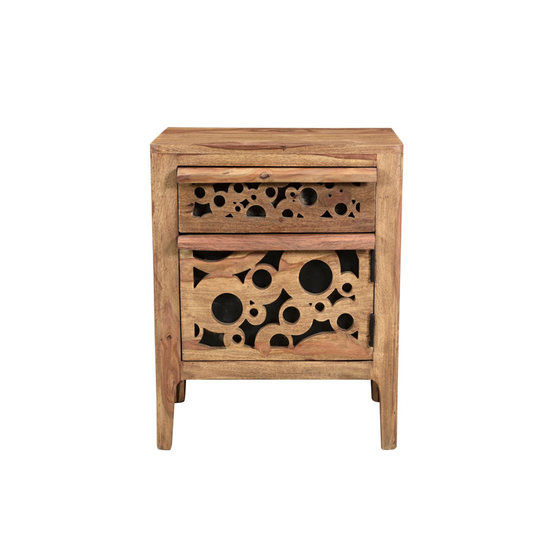Touaourou 45cm W Solid Wood Bedside Table