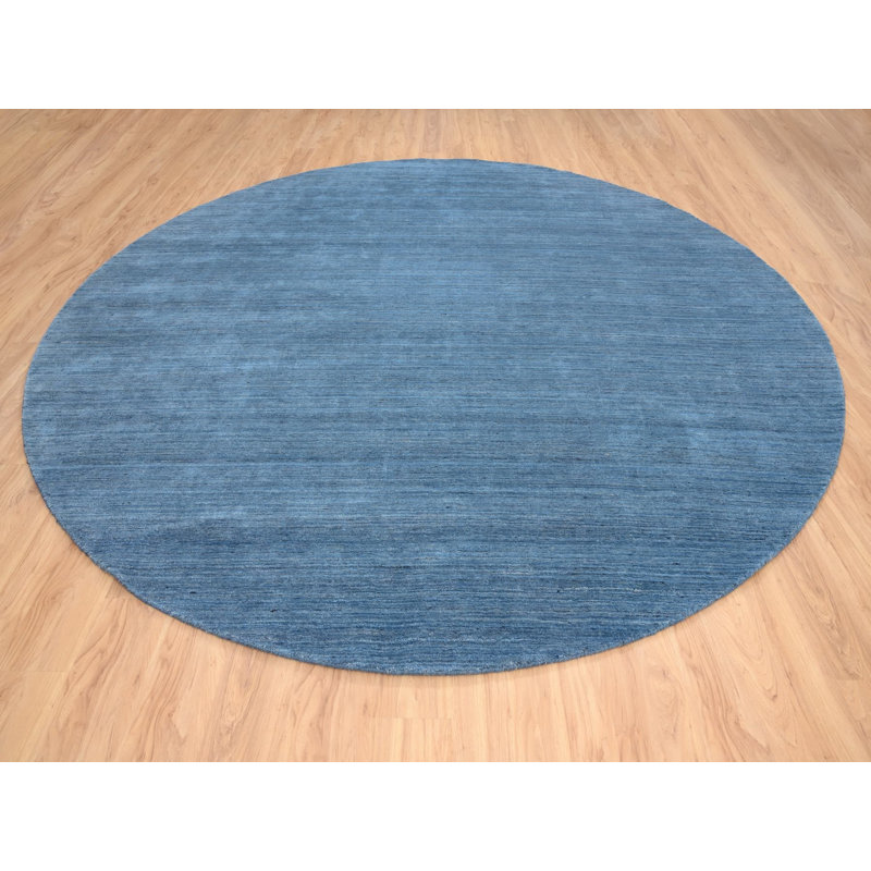 Tapis oriental rond en laine bleu tissé à la main 11 pi 9 po x 11 pi 9 po - MOA10264566, Rond 11 pi 9 po