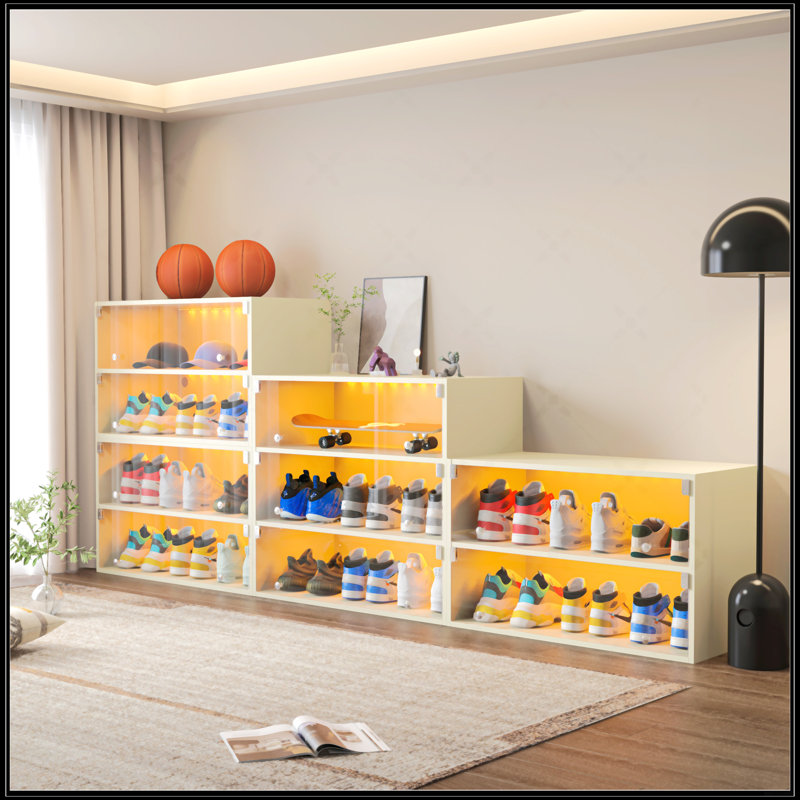 Armoire de rangement pour chaussures en verre