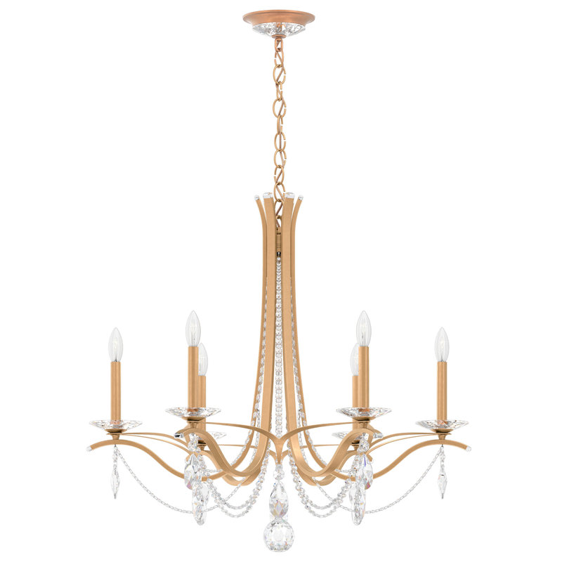 Vesca 6 - Light Chandelier, Heirloom Bronze, Radiance Crystal