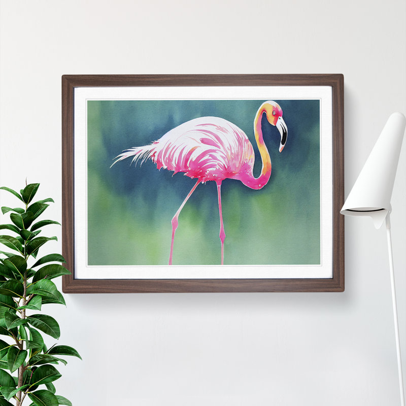 Flamingo Vol.2 - Single Picture Frame Print, 34cm H x 46cm W x 2cm D, Walnut Framed