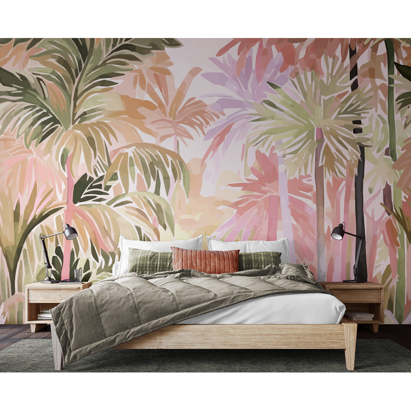 Adhésif mural Pretty Palms, Rose