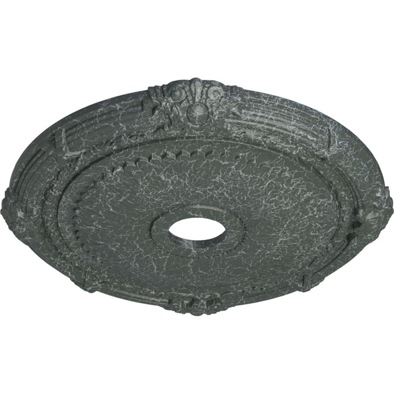 Médaillon de plafond Endurathane Heaton, DE 27 1/2 po x P 3 7/8 po x P 2 1/4 po (convient aux auvents jusqu'à 6 1/2 po), fini craquelé vert athénien peint à la main