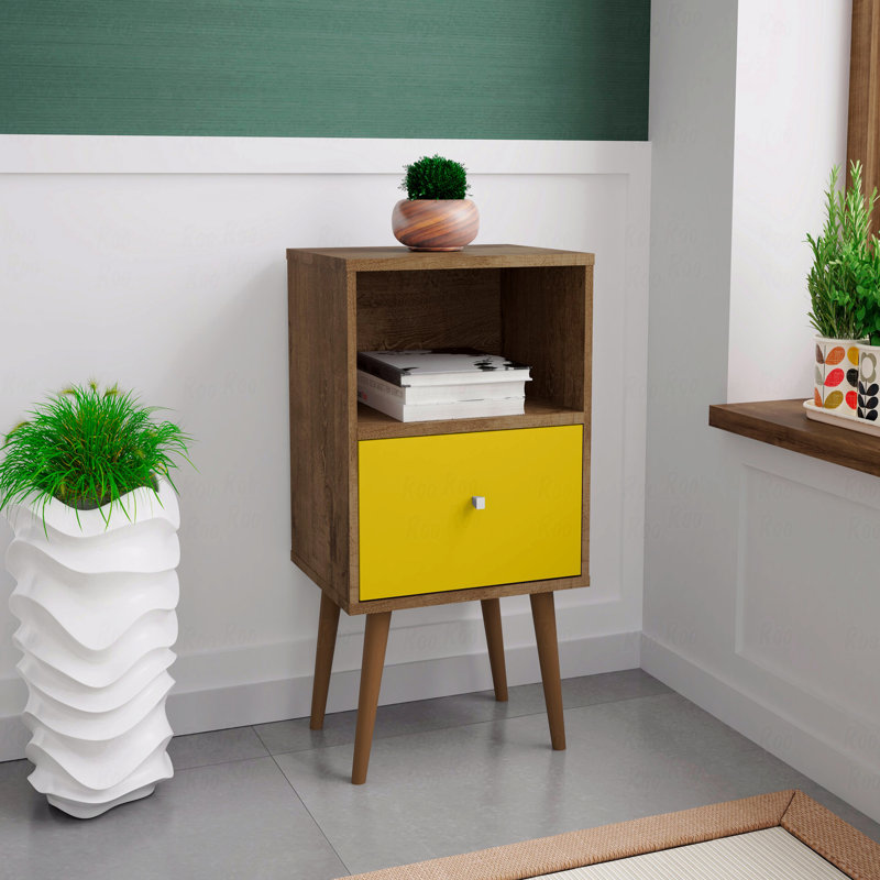 Table de chevet, Brun/jaune