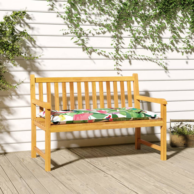 Outdoor 2.8'' Bench Seat Cushion, Green/Pink/White