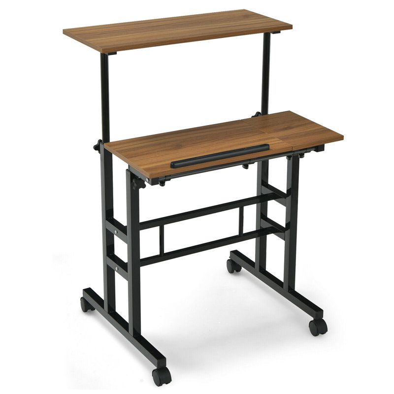 Linco Height Adjustable Standing Desk, Brown/Black