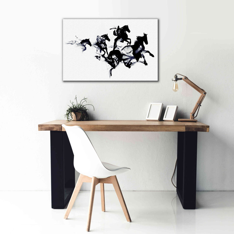 «Black Horses» par Robert Farkas, art mural sur toile, H 26 po x l 40 po x P 1,5 po
