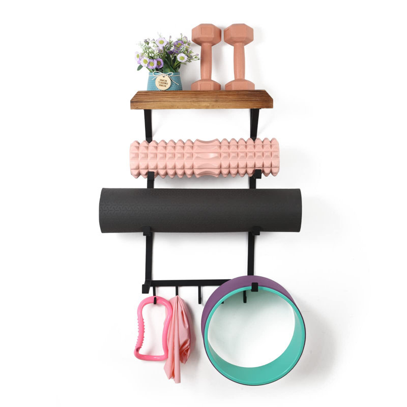 Support mural pour tapis de yoga, rangement pour rouleau en mousse