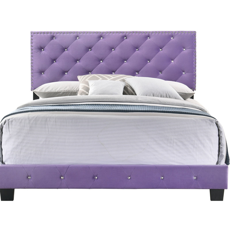Transitional Purple Bed With Solid Support - 48"h X 58"w 77"d Construction Chic Easy Assembly Guide Suits Various Decor Themes Full Size Strong And Frame Stable Stylish Finish Simple Style