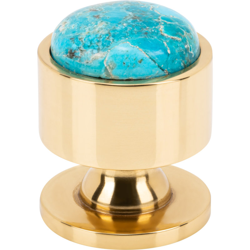 Firesky Diameter Knob, Polished Brass, Mohave Blue, 1 1/8"