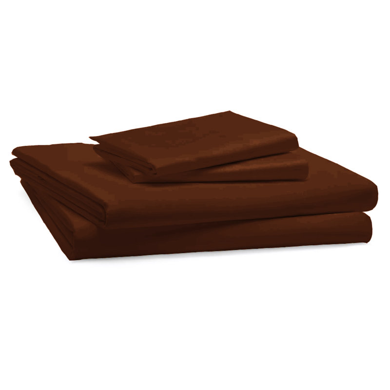 Bukurie Cotton Blend Percale Fitted Sheet, Chocolate, Double (4'6)