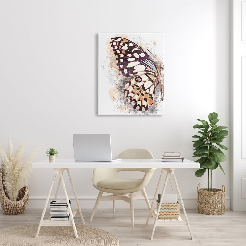 Gros plan sur une aile de papillon, H 40 po x l 30 po, Toile tendue