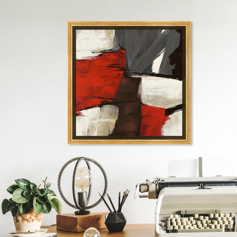 Abstrait Sai - Rubrum - impression sur toile tendue, Toile avec cadre, H 12 po x l 12 po, Doré